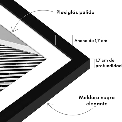 Miniatura 3 de Americanflat Marco De Fotos De 35x50 Cm Negro Marco De 30x45 Cm Con Paspartú O Marco De 35x50 Cm Sin Paspartú Marco De Fotos Con Molduras Finas Y Plexiglás Horizontal O Vertical Marco Fotos Pared