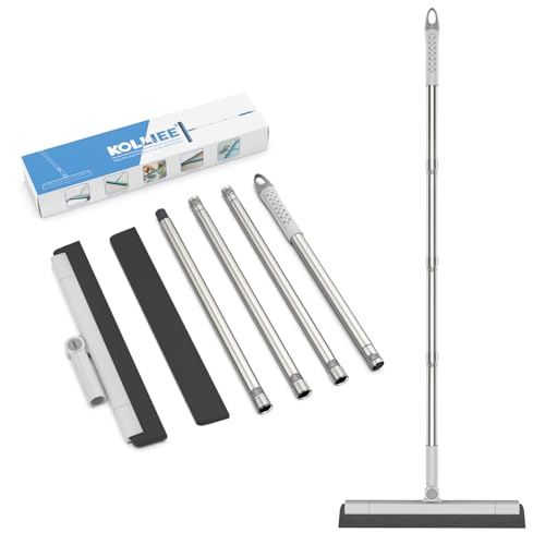 KOLLIEE Floor Squeegee Foam Water Squeegee Floor for Wet Room Window Cleaner Kitchen Bathroom Shower Floor Wiper Garage with Long Handle 58 Grey