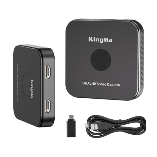 King Ma 4K/30Hz Video Capture Card, Dual-Site HDMI Capture Card with USB3.0 HD Video Capture Device with Low Latency & No Lag for OBS/VMIX/Mshow/Resolume Live Streaming