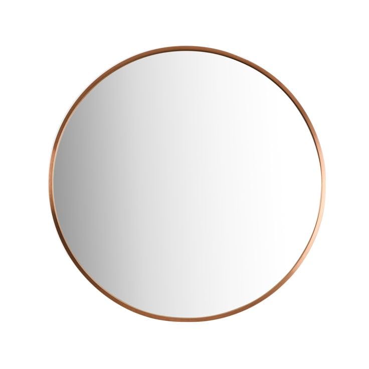 Image of Ali.G.I Round Wall Mirror in Copper Finish I Metal Frame Mirror I Modern Design Copper Finish Metal Frame Mirror in Medium Size I Bathroom Wash Basin, Bedroom, Drawing Room (Rose Gold, 24 inch)
