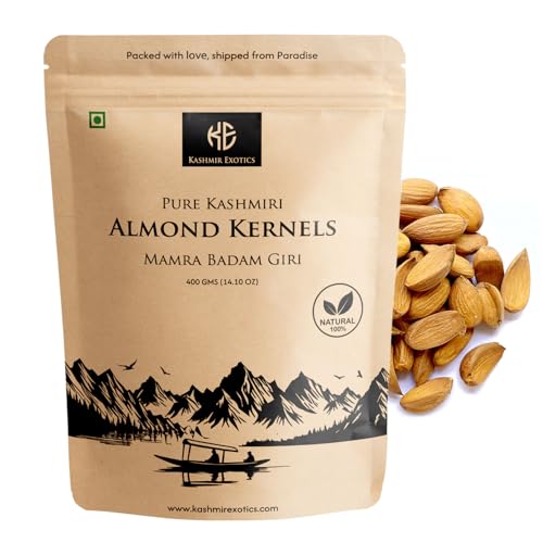 Image of Kashmir Exotics Organic Kashmiri Mamra Almond Kernels 100g - Premium Handpicked Badaam Giri - Rich Oil Content, PUFA & MUFA Rich - 100% Natural Healthy Dry Fruits - Protein & Fiber Rich