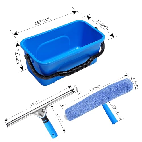 Image of Window Washing Kit,Window Cleaning Squeegee Kit with Bucket | Professional window washing equipment,Squeegee for Window Cleaning,window squeegee for home Outdoor Car Commercial Use