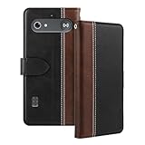 Shantime Leder Flip Hülle Kompatibel mit Doro Leva L10 Hülle Mit Kartenhalter RFID-blockierend Magnetischer Ständer Schlanke Passform Geschäftsschutzhülle(Schwarz)