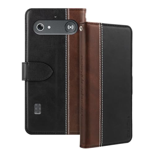 Shantime Leder Flip Hülle Kompatibel mit Doro Leva L10 Hülle Mit Kartenhalter RFID-blockierend Magnetischer Ständer Schlanke Passform Geschäftsschutzhülle(Schwarz)