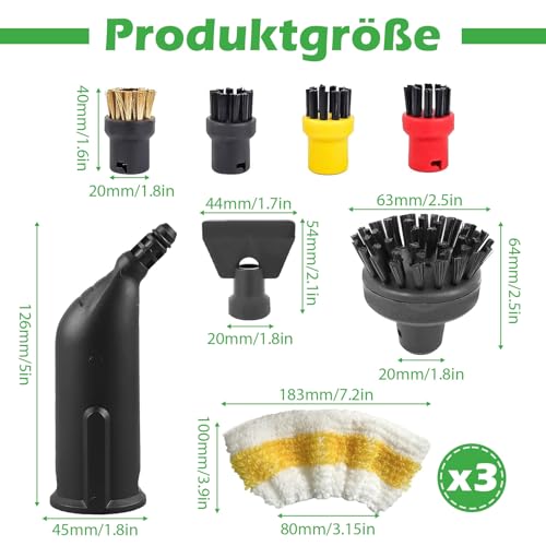 10 Stück für Kärcher Dampfreiniger Zubehör, für kärcher SC1 SC2 SC3 SC4 SC5, Rundbürstenset Düse Rundbürsten Bürste Dampfreiniger Ersatzteile