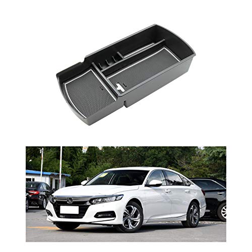 R RUIYA 2018 2019 2020 Accord Car Accessory Center Console Organizer Tray Armrest Storage Box Compatible LX Sport EX EX-L Touring EX-L (White)
