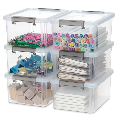 Citylife 6 Packs Small Storage Bins with Lids 3.2 Qt./ 3 L Plastic Storage Containers for Organizing Stackable Clear Storage Boxes