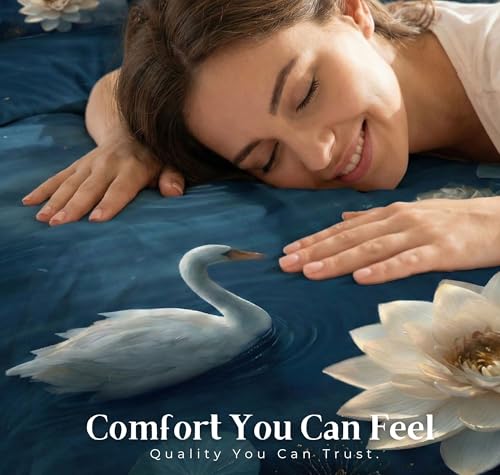 Image of SANMARINO 300 TC Cloud Cotton Pixel 7D King Size Bedsheet with 2 Pillow Cover | Premium 7D Floral Printed Bedding Set | Ultra Soft & Breathable | 108x108 Inch | Midnight Sapphire Lotus Serenity