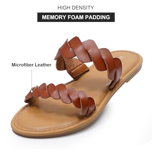 mazeskin Ladies's Reminiscence Foam Two Braid Band Snug Summer time Flat Slide Sandals - Image 3