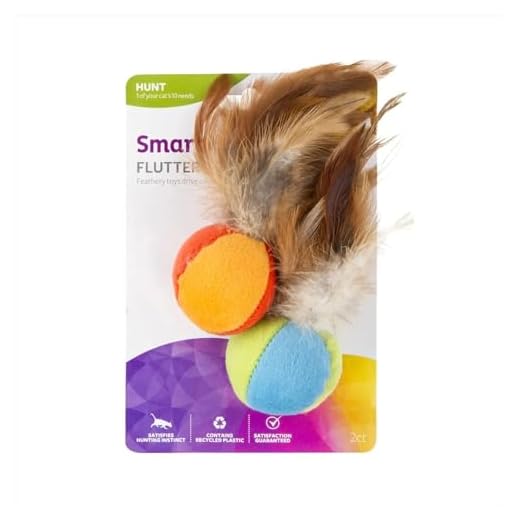 SmartyKat Flutter Balls Catnip Plush and Feather Cat Toys, Erratic Motion for Batting & Pouncing Fun for Cats & Kittens, Set of 2