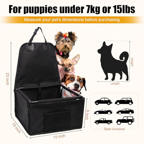 Hunde Autositz Hochwertiger Auto Hundesitz für kleine Hunde,Rahmen Wände Extra Stabiler Wasserdichter hundebox Auto für Rück- und Vordersitz, leicht zu reinigen