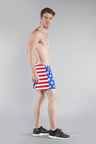 B.o.a Boa Mens Stretch 3.75" V-Notch Running Short Us Flag (1102Swp) Size Md #TOP3