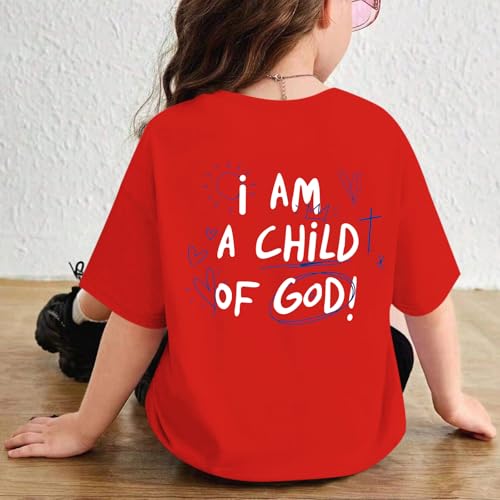 Image of KEEVICI Cute I Am A God of Child Shirt Girls Graphic Tees Christian T Shirts for Kids Jesus Religious Faith Cotton Summer Top