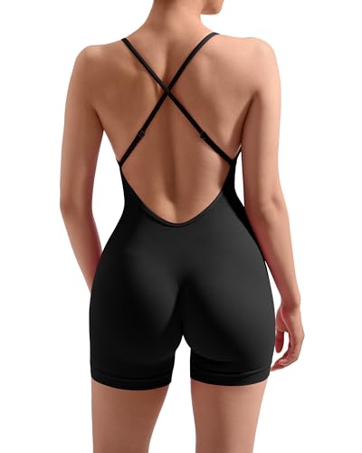 MOOSLOVER Women Strappy Backless Yoga Jumpsuit