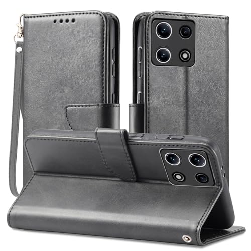 Rfvzubemok Compatible with Tecno Spark Go 2023 4G / Pop 7 4G BF6 Cover,Flip Kickstand Card Slot Wallet Protector Black