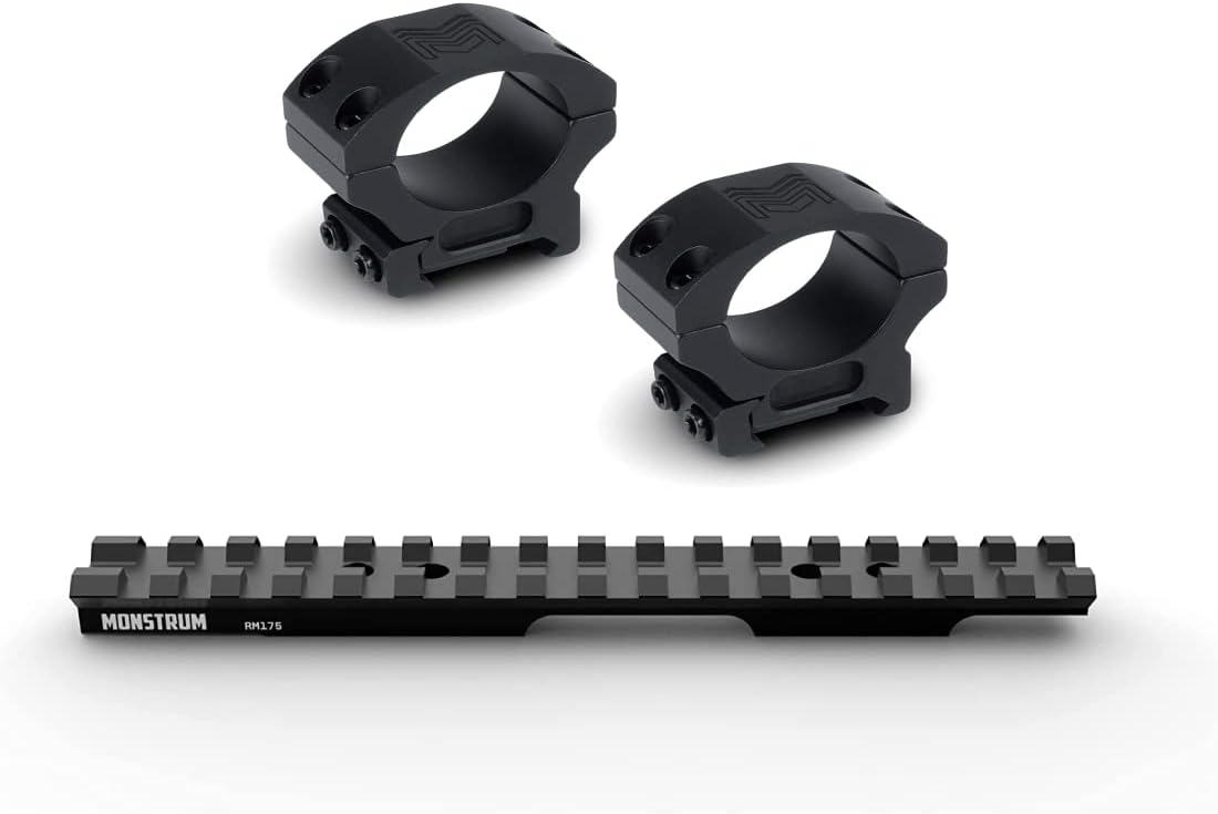 Monstrum Picatinny Rail Mount for Ruger American | Rimfire | Precision Picatinny Scope Rings | 1 inch Diameter/High Profile | Bundle