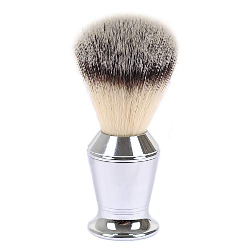 Shaving Brushes, JR 0.79inch Synthetic Nylon Brush Hair Knot with Engineered Zinc Alloy Chrome Handle Shaving Brush for Men, Safety Razor, Double Edge Razor, Shaving Razor