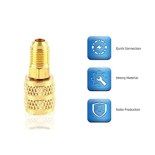 R410A Adapter for Mini Split Adapter, A/C 1/4inch Male to 5/16inch Female SAEs Adapter Fitting for R410A Mini Split System Air Conditioners, HVAC, Refrigeration(Hose Pump Coupler) — view 4