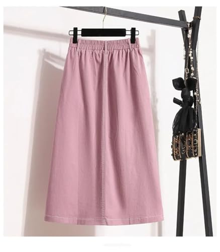 Mid-Length Slits Denim Skirt Women's Elastic High Waist All-Match Half-Length Skirt3