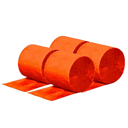 Serpentin en Papier Crépon Orange,Lot de 12 Rouleaux Papier de Orange Crêpe Streamers 4.5cmx24m Cover