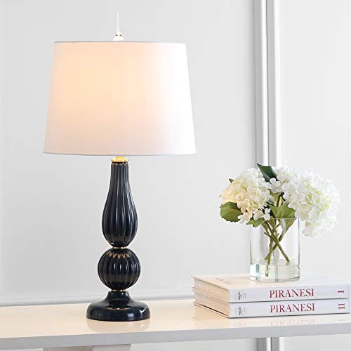 JONATHAN Y JYL2072B Maddie 28" Glass/Metal LED Lamp Glam,Contemporary for Bedroom, Living Room, Office, College Dorm, Coffee Table, Bookcase, Blue