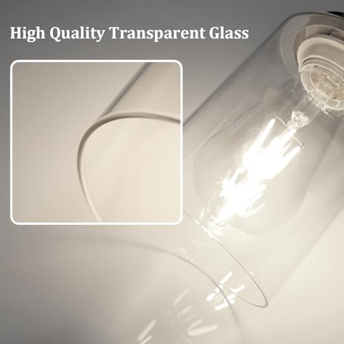 Image of Unicozin Modern Bathroom Light Fixtures, 3 Light Vanity Lights with E26 Bulbs, Brushed Nickel Wall Lamp with Clear Glass for Mirror Living Room Hallway Cabinet Porch