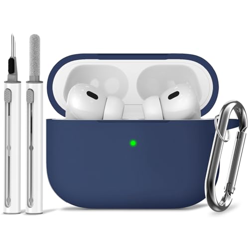 Image of Ljusmicker for AirPods Pro Case Cover with Cleaner Kit,Midnight Blue | Silicone Protective Cover for Apple AirPods Pro 2nd /1st Generation Case with Keychain for Women Men,Shockproof