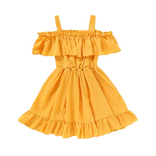 Vinuoker Toddler Baby Girls Summer Dress Chiffon Princess Tutu Dress Beachwear Sundress Skirt Little Girl Clothes Yellow #TOP5