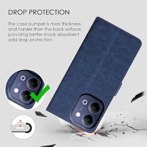 Image of Flip Cover Back Case Compatible with Vivo Y05 5G / Y11 5G / Y21 5G | Premium Leather Finish | Inbuilt Pockets & Stand | Flip Cover Back Case for Vivo Y05 5G / Y11 5G / Y21 5G (Blue)