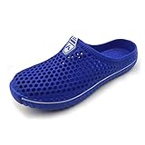 Amoji Garden Clogs Shoes Garden Shoes Shower Slippers Sandals Yard Gardening Beach Water Plastic Rubber Comfortable Crock House Indoor Summer Adult Female Male AM1702 Blue Size 13 Women/12 Men