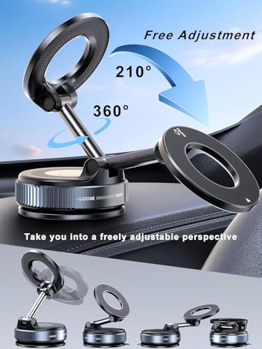 Image of NIZIX Vacuum Magnetic Suction Phone Holder, Foldable and Super-Fast Hands-Free Suction Cup Phone Mount for Car /Gym /Mirror /Smooth Surface, Compatible with iPhone Android and All Smartphones (Black)