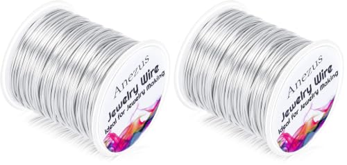 Image of anezus 20 Gauge Jewelry Wire, 28 Yards Craft Wire Tarnish Resistant Copper Beading Wire for Jewelry Making Supplies and Crafting(Silver) (Pack of 2)