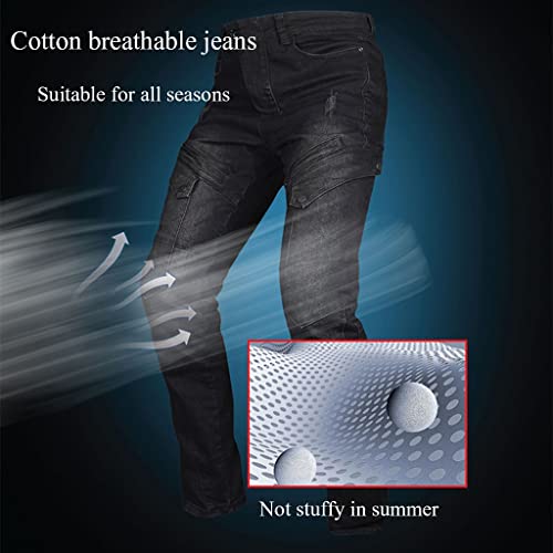 Motorcycle Riding Jeans Armor Racing Cycling Pants Adventure Touring Protective Trousers With 4 Knee Hip Protective Pads (Color : Black, Size : Medium) #TOP2