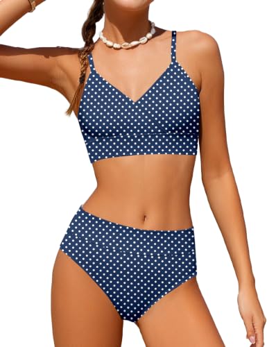 Image of Girls Swimsuit V Neck Bikini Set Color Block with Cover Up 3Pcs Bathing Suits