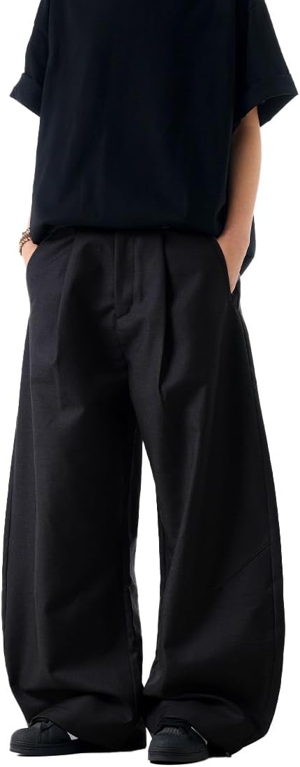 AIFARLD Mens Baggy Dress Pants Business Casual Wide Leg Zipper Fly Pleated Loose Banana Suit Trousers with Pocket - Image 3