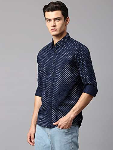Image of Dennis Lingo Men's Grey Slim Fit Cotton Casual Shirt