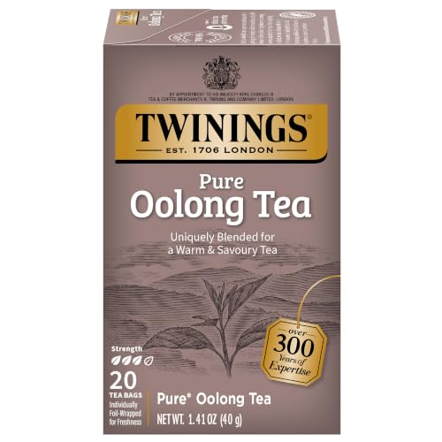 Image of Twinings China Oolong Tea, 20 ct | Sits Between a Black and a Green Tea, Naturally Caffeinated, 20 Foil Lined Individually Wrapped Bags, Enjoy Hot or Iced