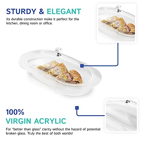 Huang Acrylic Clear Oval Serving Food Tray With Lid, Long Appetizer Tray For Parties, Holidays, Family Dinner #TOP4