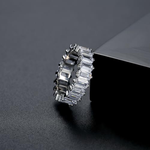 Emerald Cut Moissanite Eternity Ring in 14K Gold, Chic Engagement and Wedding Gift for Her 6