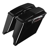 XFMT Motorcycle Saddlebags 5' Stretched Extended Hard Saddle Bags W/ 6x9' Speaker Lids & Chrome Latches For Harley Touring Road King Street Glide Road Glide Electra Glide 1993-2013, Vivid Black