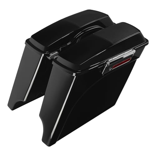 Alforjas duras para motocicleta XFMT, extendidas 5", con tapas para altavoces de 6x9" y cierres cromados, para Harley Touring (1993-2013), Negro vívido miniatura 1