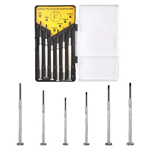 6 PCS Mini Screwdriver Set with Magnet Slotted and Phillips Screwdriver Kit Has 2 Phillips and 4 Flat Head Micro Precision Screwdriver Set for Clocks Eyeglass Electronics Camera Computer Watch Repair