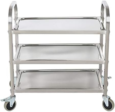 Hyner 3 Tier Stainless Steel Kitchen Trolley Cart, Serving Kitchen Trolley Kitchen Cart with Locking Wheels