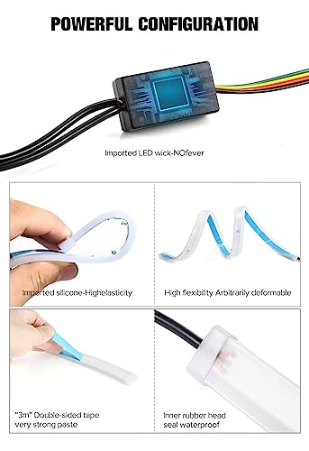 Exterior Car Led Lights - Multicolor 2 Pcs 24 Inches Daytime Running Lights, Rgb Flexible Led Strip Light Kits - For Car Replacement Switchback Headlight Decorative Lamp And Turn Signal Light #TOP1