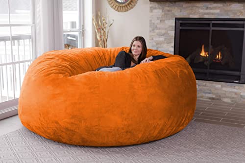 Chill Sack Bean Bag Chair: Giant 8' Memory Foam Furniture Bean Bag - Big Sofa With Soft Micro Fiber Cover - Tangerine #TOP1