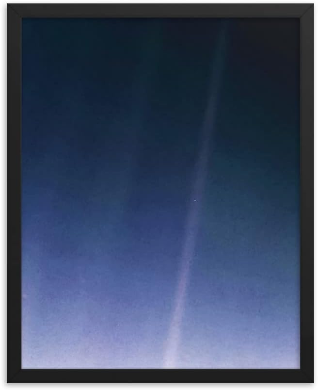 Pale Blue Dot Framed Print- Sturdy Black Samba Wood Frame, Wall Art for Home Decor Office Living Room Bedroom, Range of sizes