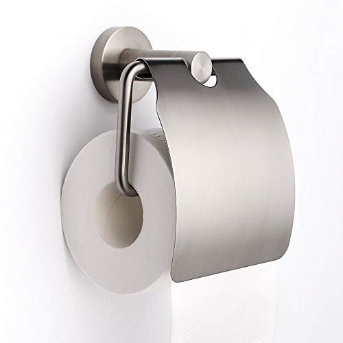 HOMEIDEAS Toilet Paper Holder Stainless Steel Bathroom Paper Towel Dispenser Tissue Roll Hanger,Wall Mount,Brushed Nickel