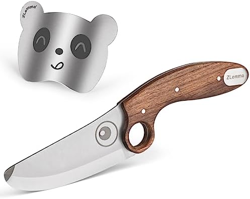 ZLemma Kids Chef Knifes for Real Cooking Set with Finger Guard 2 Piece Kitchen Set, Montessori Tool Safe Rounded Edge with Stainless Steel Blade and Rosewood Handle for Girls & Boys