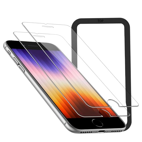 【SE専用 耐衝撃】iPhone SE 第3世代 用 ガラスフィルム iPhone SE2 用 ガラスフィルム (2022) 高透過率 日本製 9H強化ガラス アイフォン SE 3/2 液晶保護フィルム 4.7インチ 【浮きなし/ガイド枠付き】2枚セット