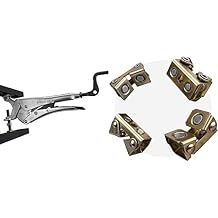 Expand-O Pliers, 10", Reverse-Action Clamping Pliers, Clamping Pressure 900 LBS, PE10, Strong Hand Tools & Magnetic V-Pads Kit, Magnets On Both Pad Face & Bottom, 4 Piece Kit, MVDF44